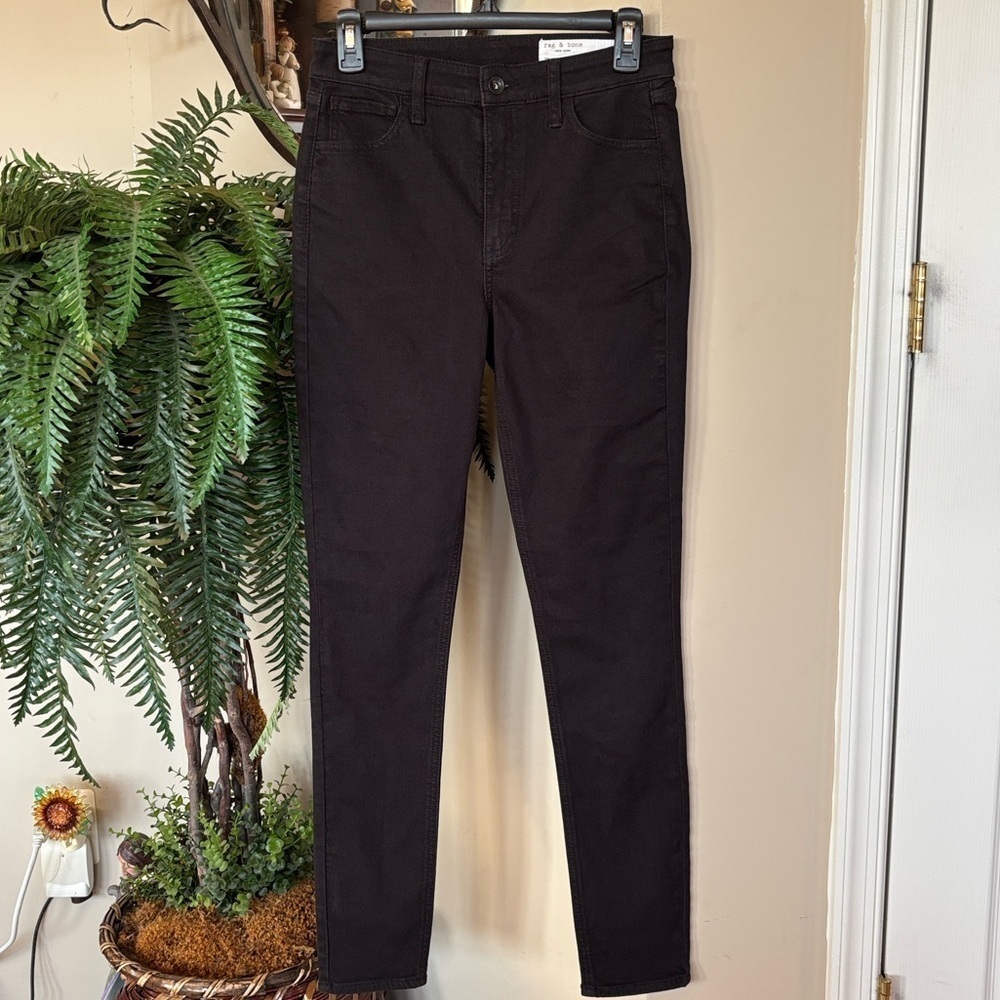 Rag & Bone Tina High Rise Full Length Skinny Jeans 5-Pocket Black Denim Pants